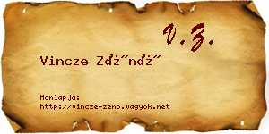 Vincze Zénó névjegykártya